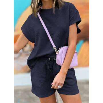 Dokotoo Lounge Sets For Women Comfy Two Piece Set Crewneck Short Workout Track Suits Womens Fall Fas...