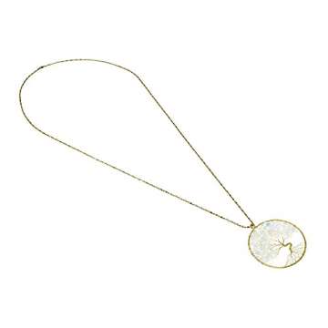 AeraVida Simulated Clear Moonstone Eternal Tree of Life Brass Beads Long Necklace