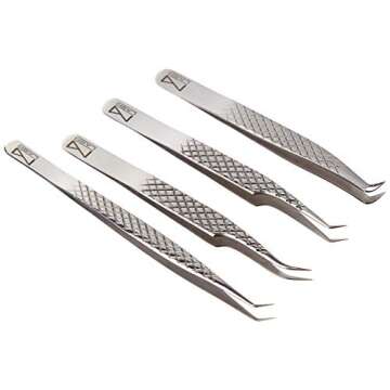 M LASH Eyelash Extension Tweezers Set - Precision Fiber Tip, Stylish Designs