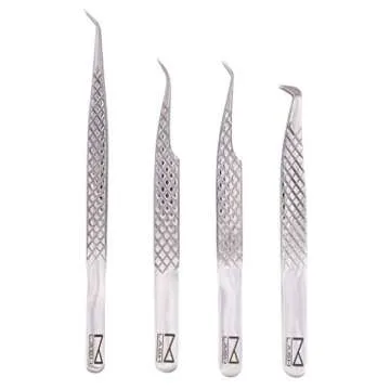 M LASH Tweezers for Eyelash Extensions - Set of 4