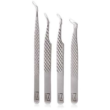 M LASH Tweezers for Eyelash Extensions - Set of 4