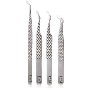 M LASH Tweezers for Eyelash Extensions - Set of 4