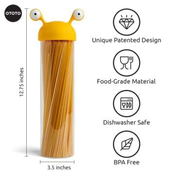 OTOTO Noodle Monster Spaghetti Container Storage for Pantry - BPA-free Glass, Airtight, Food Grade &...