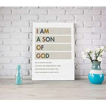 LiTiu I am A Son of God Framed Wall Art Canvas Prints Decor, 11” x 14”, Inspirational Religious ...