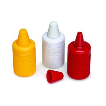Joie Condiment Mini Squeeze Bottles with Nozzle Caps, Non-Stick Silicone, Set of 3