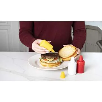 Joie Condiment Mini Squeeze Bottles with Nozzle Caps, Non-Stick Silicone, Set of 3