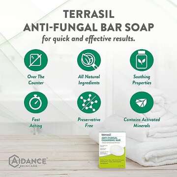 terrasil Antifungal Soap, Care & Relief of Symptoms for Jock Itch, Athletes Foot, Yeast Infection, Ringworm, Tinea. Natural, Dermatologist Tested & Hypoallergenic Approved, Soap Bar (3-Pack 75gm Each)