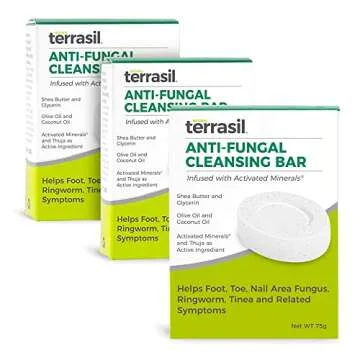 terrasil Antifungal Soap, Care & Relief of Symptoms for Jock Itch, Athletes Foot, Yeast Infection, Ringworm, Tinea. Natural, Dermatologist Tested & Hypoallergenic Approved, Soap Bar (3-Pack 75gm Each)