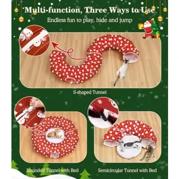 Pawaboo Christmas Cat Tunnel Bed for Playful Pets