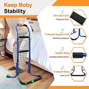 Chair Stand Assist for Elderly Bed Rails Adults Safety Assist Chair Lift Bed Cane for Seniors Bed Assist Bar Bedside Rail Sit to Stand Lift Bed Railing Portable Mobility Aids Couch Assistance Stand Up