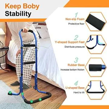 Chair Stand Assist for Elderly Bed Rails Adults Safety Assist Chair Lift Bed Cane for Seniors Bed Assist Bar Bedside Rail Sit to Stand Lift Bed Railing Portable Mobility Aids Couch Assistance Stand Up