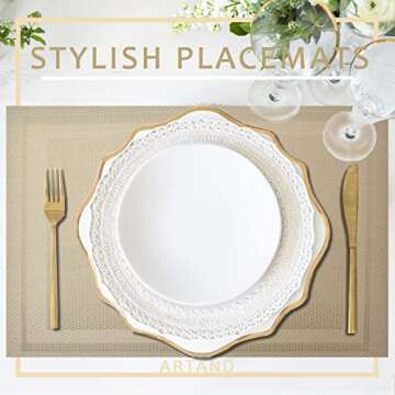 ARTAND Placemats Set of 4, Woven Placemats for Dining Table, Boho Decor Plastic Table Place Mats, Vi...