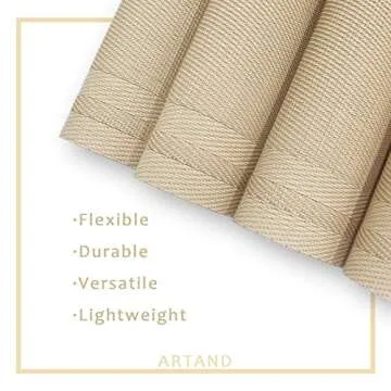 ARTAND Placemats Set of 4, Woven Placemats for Dining Table, Boho Decor Plastic Table Place Mats, Vinyl Table Mats for Indoor Outdoor Beige Frames