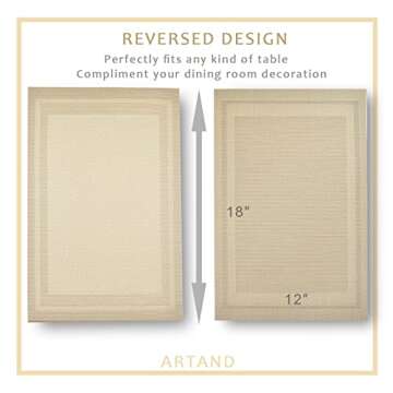 ARTAND Placemats Set of 4, Woven Placemats for Dining Table, Boho Decor Plastic Table Place Mats, Vinyl Table Mats for Indoor Outdoor Beige Frames