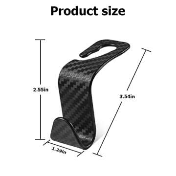 4PCS Car Seat Headrest Hook, Carbon Fiber Auto Back Seat Hanger, Car Interior Accessories Universal ...