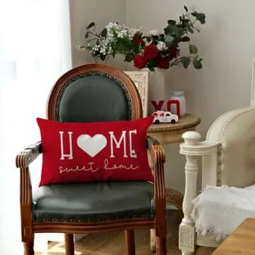 AACORS Valentines Day Lumbar Pillow Cover 12X20 Home Sweet Home Decorations Farmhouse Decorative Red Cushion Case for Sofa Couch Decor