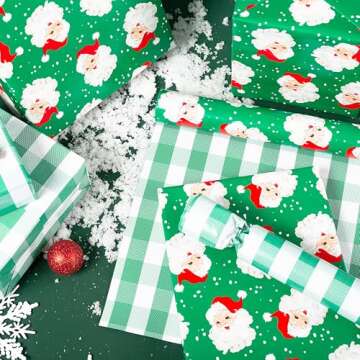 Vnaaem Green Santa Wrapping Paper - Mini Roll - 17 Inches X 33 Feet - for Girls Boys Kids Men Women ...