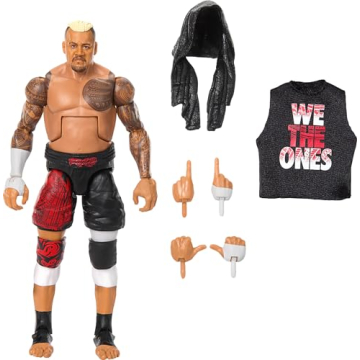 Mattel WWE Top Picks Elite Action Figure & Accessories Set, Solo Sikoa 6-inch Collectible with Swapp...
