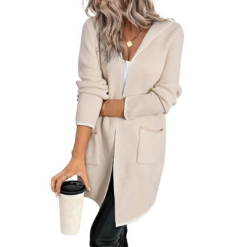 Sidefeel Cardigan Sweaters for Women Long Sleeve Open Front Fall Outfits Contrast Chunky Knit Oversi...