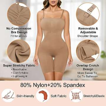 ACPLK Strapless Shapewear for Women, Tummy Control Butt Lifter Bodysuit, Seamless Sculpting Body Shaper full Body Shapewear