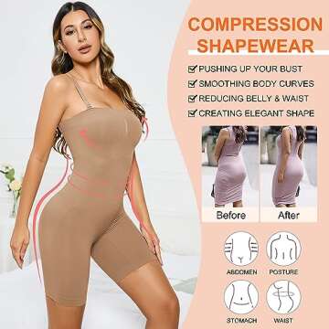 ACPLK Strapless Shapewear for Women, Tummy Control Butt Lifter Bodysuit, Seamless Sculpting Body Shaper full Body Shapewear