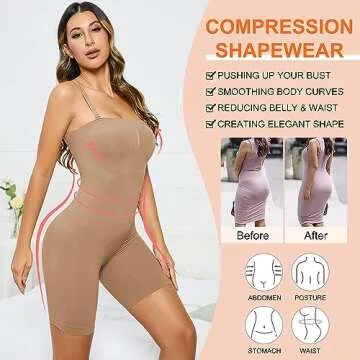 ACPLK Strapless Shapewear for Women, Tummy Control Butt Lifter Bodysuit, Seamless Sculpting Body Shaper full Body Shapewear