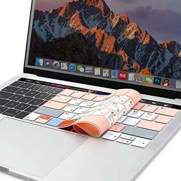 MOSISO Silicone Keyboard Cover Compatible with MacBook Pro with Touch Bar 13 and 15 inch 2019 2018 2017 2016 (Model: A2159, A1989, A1990, A1706, A1707) with Touch ID, Mac OS X Shortcut, Rose Quartz