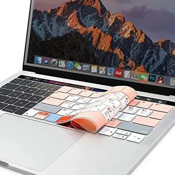 MOSISO Silicone Keyboard Cover Compatible with MacBook Pro with Touch Bar 13 and 15 inch 2019 2018 2017 2016 (Model: A2159, A1989, A1990, A1706, A1707) with Touch ID, Mac OS X Shortcut, Rose Quartz