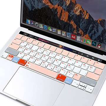 MOSISO Silicone Keyboard Cover Compatible with MacBook Pro with Touch Bar 13 and 15 inch 2019 2018 2017 2016 (Model: A2159, A1989, A1990, A1706, A1707) with Touch ID, Mac OS X Shortcut, Rose Quartz
