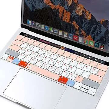 MOSISO Silicone Keyboard Cover Compatible with MacBook Pro with Touch Bar 13 and 15 inch 2019 2018 2017 2016 (Model: A2159, A1989, A1990, A1706, A1707) with Touch ID, Mac OS X Shortcut, Rose Quartz