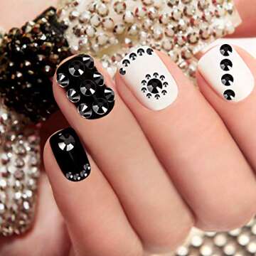 Bememo 3456 Pcs Crystals Diamond Rhinestones AB Clear Flat Back Round Gems Flatback Glass Mixed Size Crystals Gems for Crafts Clothes Shoes Makeup Bags Decor, 6 Sizes(Black)