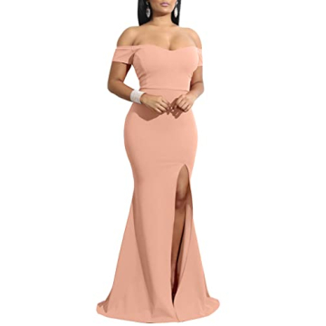 Elegant Off Shoulder High Split Evening Gown for Women