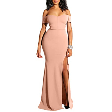 Elegant Off Shoulder High Split Evening Gown for Women