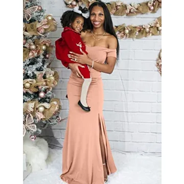 Elegant Off Shoulder High Split Evening Gown for Women