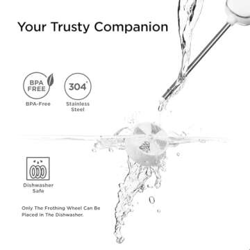 Kitchen Mama Silkwhisk Electric Milk Frother Handheld: Mini Drink Mixer, Cold Foam Maker, Frother Wand for Coffee, Cappuccino, Lattes, Protein Drinks, Matcha, Battery Operated (Metal Gray)