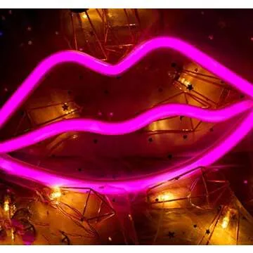 MorTime Neon Lip Light for Girls Room Decor and Parties