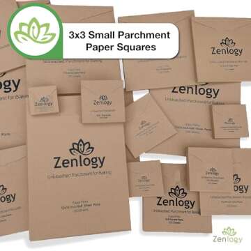 Zenlogy 3x3 Small Parchment Paper Squares (400 sheets) - Unbleached, Non-stick, Pre-cut Mini Parchment Paper - For Diamond Painting, Freezing, Storing, Separating, Flower Piping and Lining