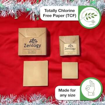 Zenlogy 3x3 Small Parchment Paper Squares (400 sheets) - Unbleached, Non-stick, Pre-cut Mini Parchment Paper - For Diamond Painting, Freezing, Storing, Separating, Flower Piping and Lining