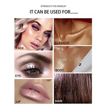 GL-Turelifes Hightlighter Stick Puff Fairy Glitter Loose Powder Brush Stick Contouring, Shimming Powder for Eyes, Face, Body Tiktok Makeup (#03 Gold Brown)