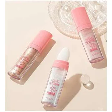 GL-Turelifes Hightlighter Stick Puff Fairy Glitter Loose Powder Brush Stick Contouring, Shimming Powder for Eyes, Face, Body Tiktok Makeup (#03 Gold Brown)