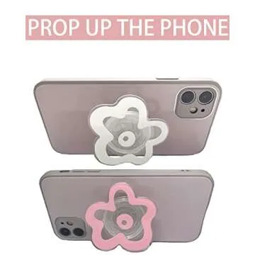 Stylish Acrylic Flower Phone Grip with Kickstand - White