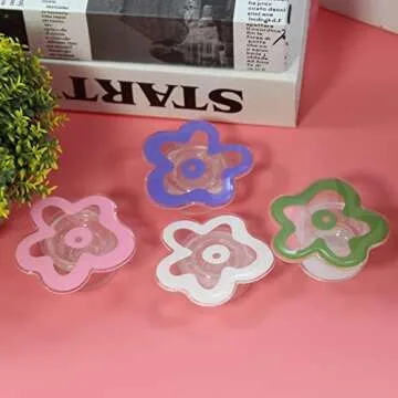 Stylish Acrylic Flower Phone Grip with Kickstand - White