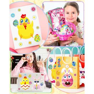 Benresive Party Favors for Kids 3-5 4-8, Face Stickers for Kids, Crafts Activities for Toddlers 1-3 2-4 3-5, Make Your Own Face Stickers for Toddlers 2-4 Years, Party Games for Kids - Easter