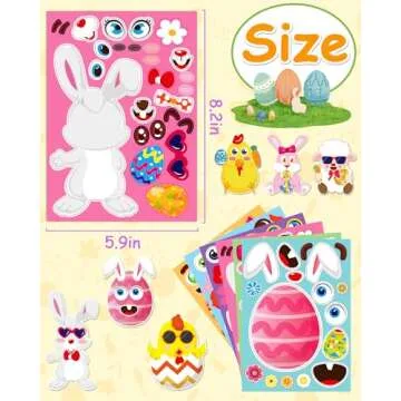 Benresive Party Favors for Kids 3-5 4-8, Face Stickers for Kids, Crafts Activities for Toddlers 1-3 2-4 3-5, Make Your Own Face Stickers for Toddlers 2-4 Years, Party Games for Kids - Easter