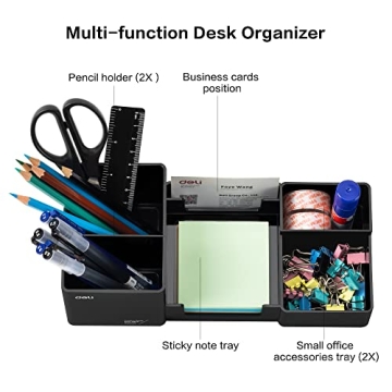Deli Desk Organizer - 6 Compartments, Black Caddy