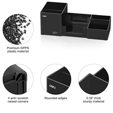 Deli Desk Organizer - 6 Compartments, Black Caddy