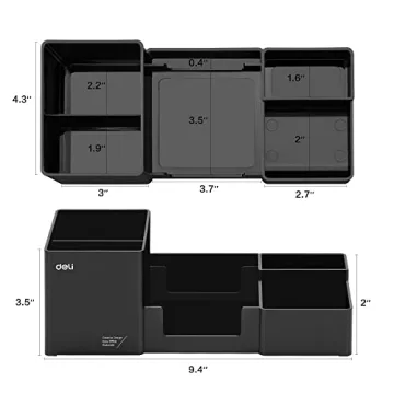 Deli Desk Organizer - 6 Compartments, Black Caddy