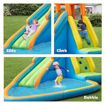 BOUNTECH Inflatable Water Slide for Kids, Giant Waterslide Park for Backyard Outdoor Fun w/Splash Po...