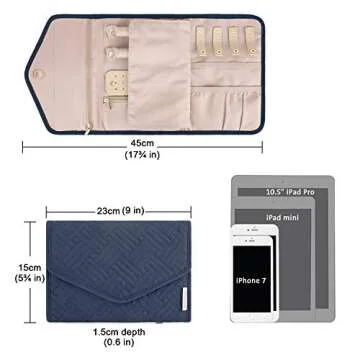 BAGSMART Travel Jewelry Organizer Roll Foldable Jewelry Case for Journey-Rings, Necklaces, Bracelets, Earrings, Smokey Blue