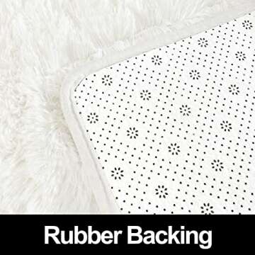 Prabia Super Soft Fluffy Shaggy Rugs 5x8 Feet for Living Room Bedroom, Fuzzy Plush Area Rugs for Girls Kids Room Nursery Home Decor, Furry Dorm Rug Cute Non-Slip Indoor Floor Carpet, Cream White